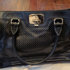 Coach Black Perforated Leather Shoulder Bag